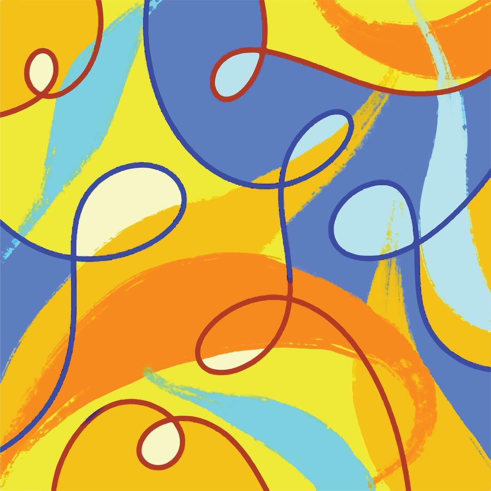 fundo de contraste colorido laranja, amarelo e azul com papel de parede vetorial moderno de decoração de linhas. pano de fundo colorido simples e plano para impressão de brochura, pôster, papel ou tecido. vetor