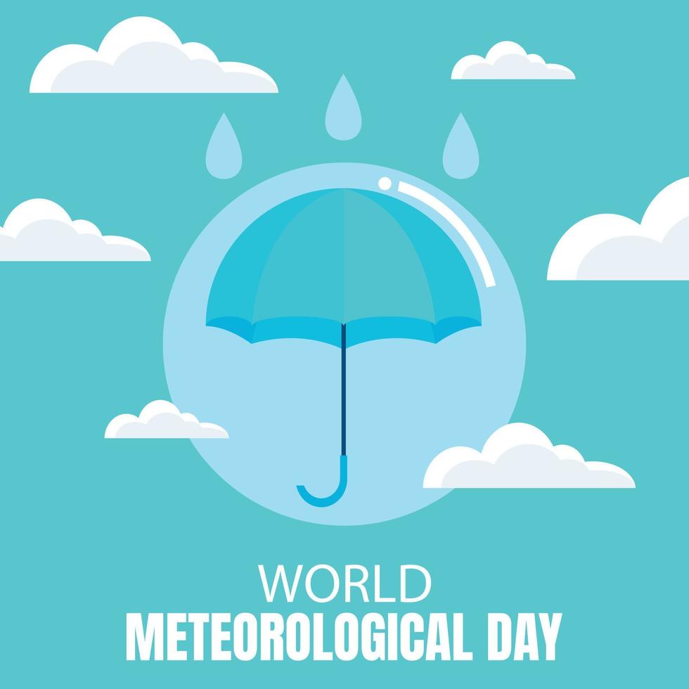 gráfico vetorial de ilustração de gotas de chuva caem no guarda-chuva, mostrando nuvens, perfeito para o dia internacional, dia meteorológico mundial, comemorar, cartão de felicitações, etc. vetor