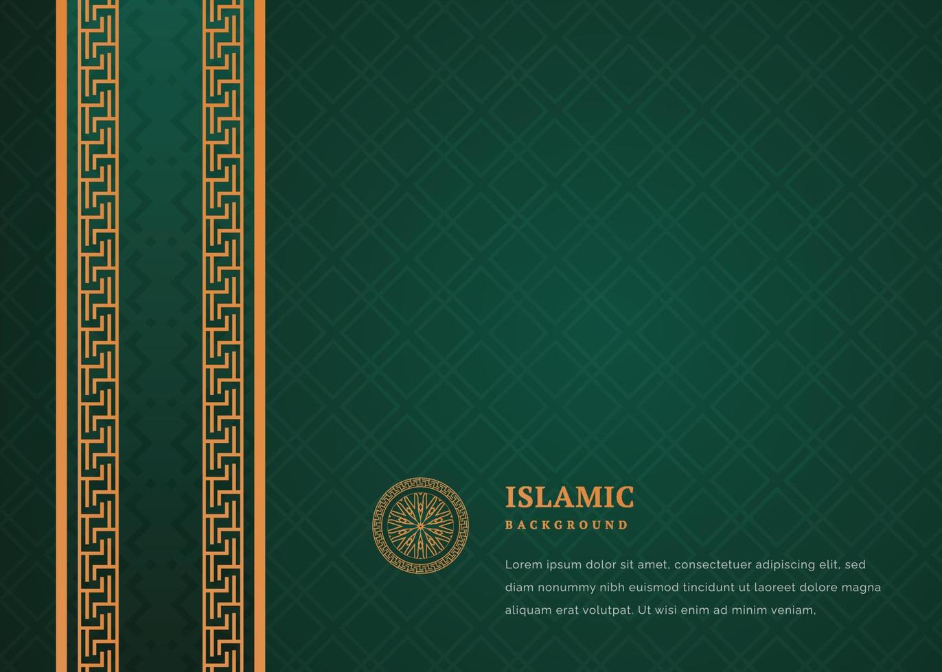 fundo de design de padrão geométrico islâmico moderno com borda de ouro vetor