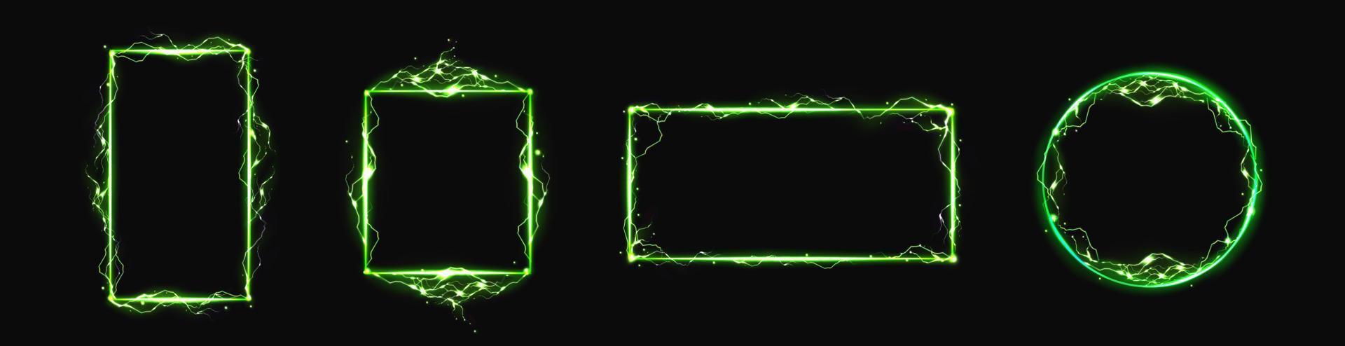 quadros de raios elétricos vetoriais verdes vetor