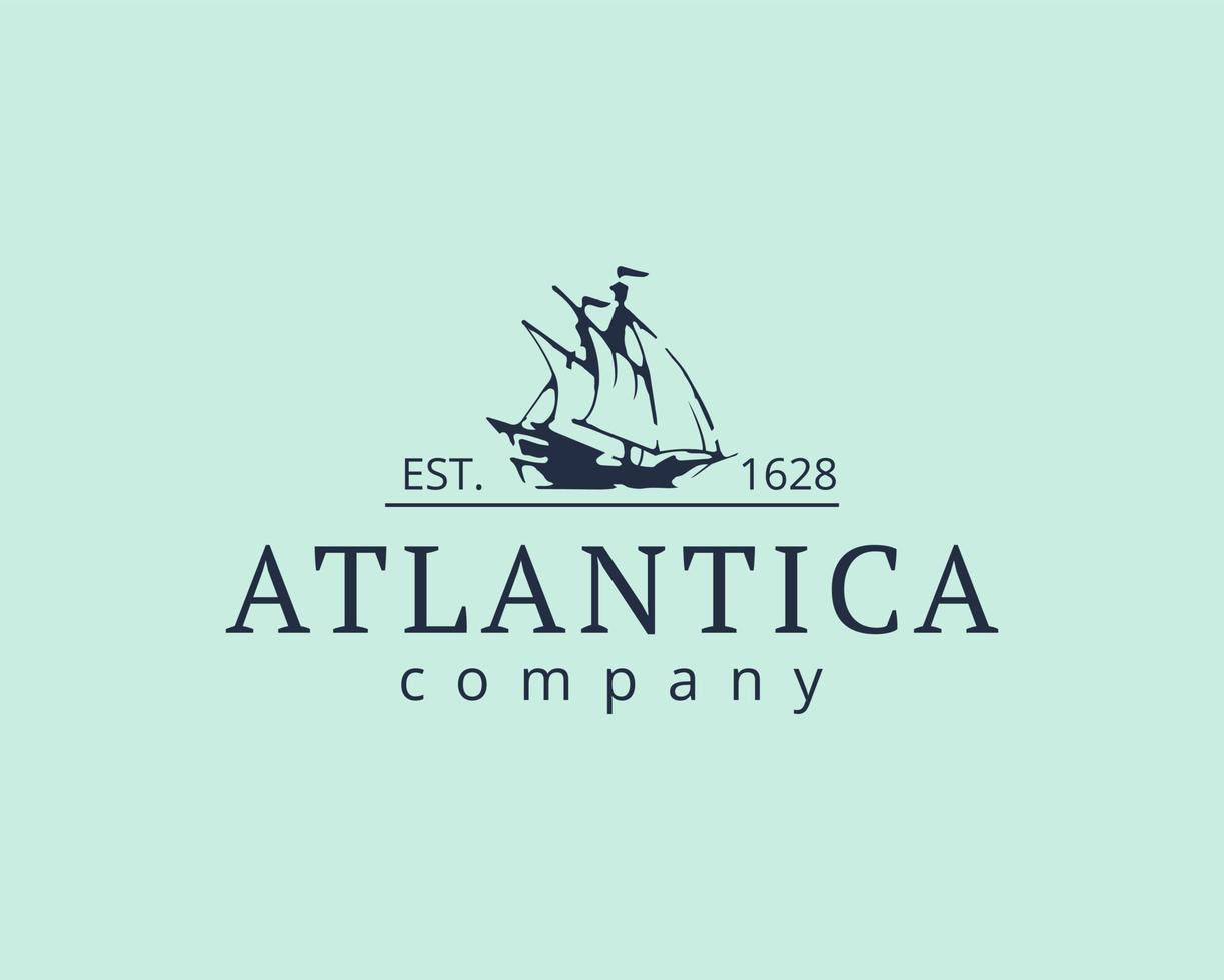 logotipo do atlântico. ícone do navio vetor