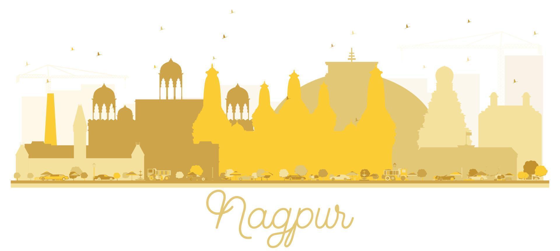 silhueta dourada do horizonte da cidade de nagpur índia. vetor