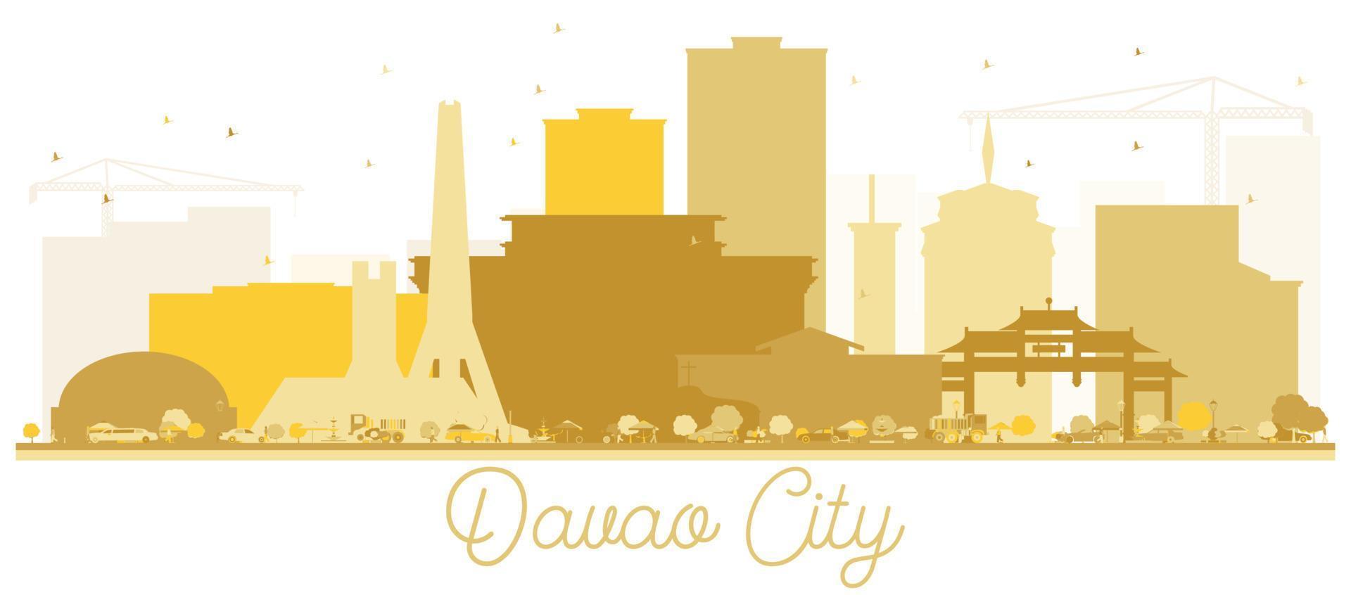 silhueta dourada do horizonte da cidade de davao. vetor