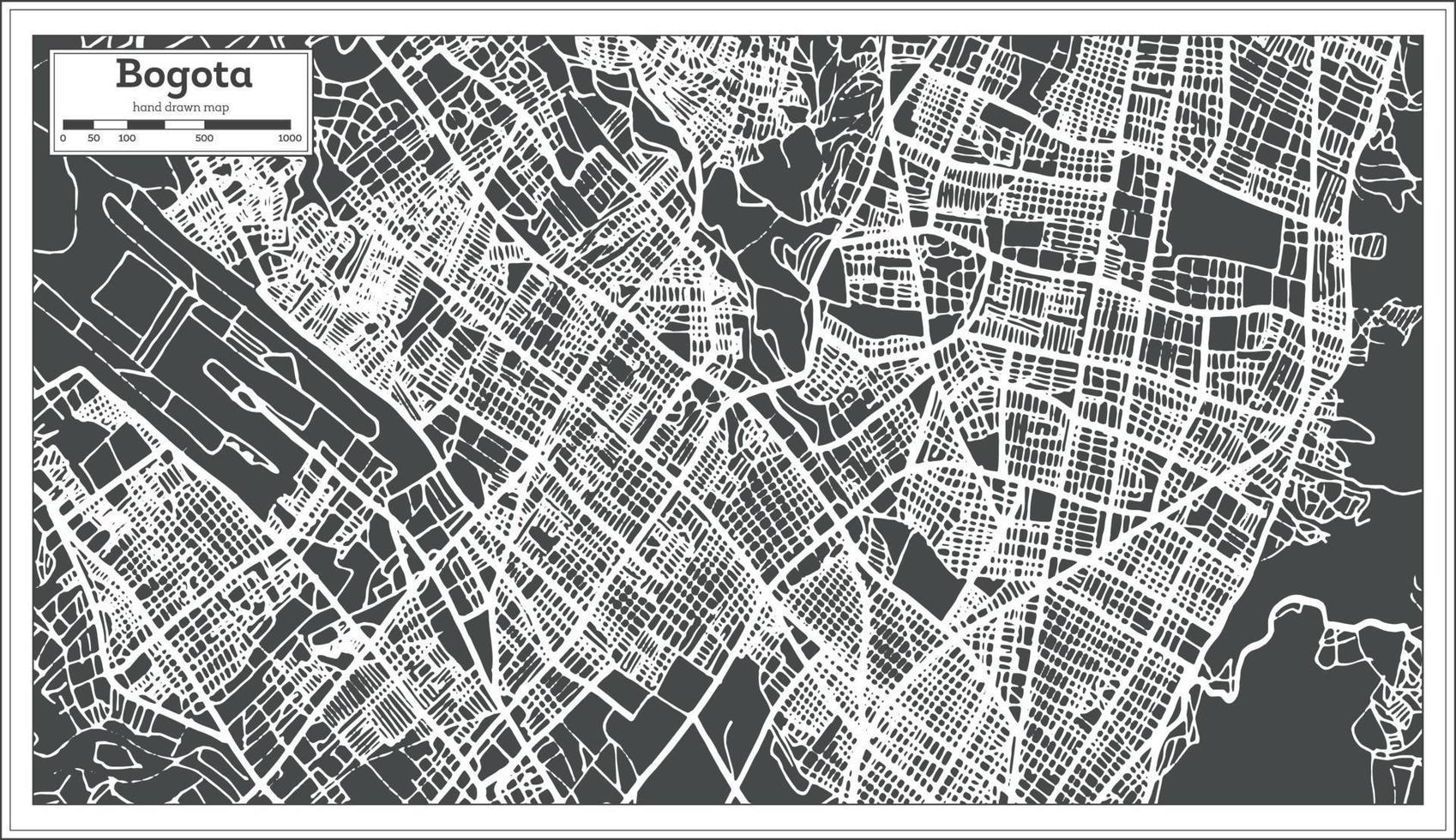 Mapa da cidade de Bogotá Colômbia em estilo retrô. mapa de contorno. vetor