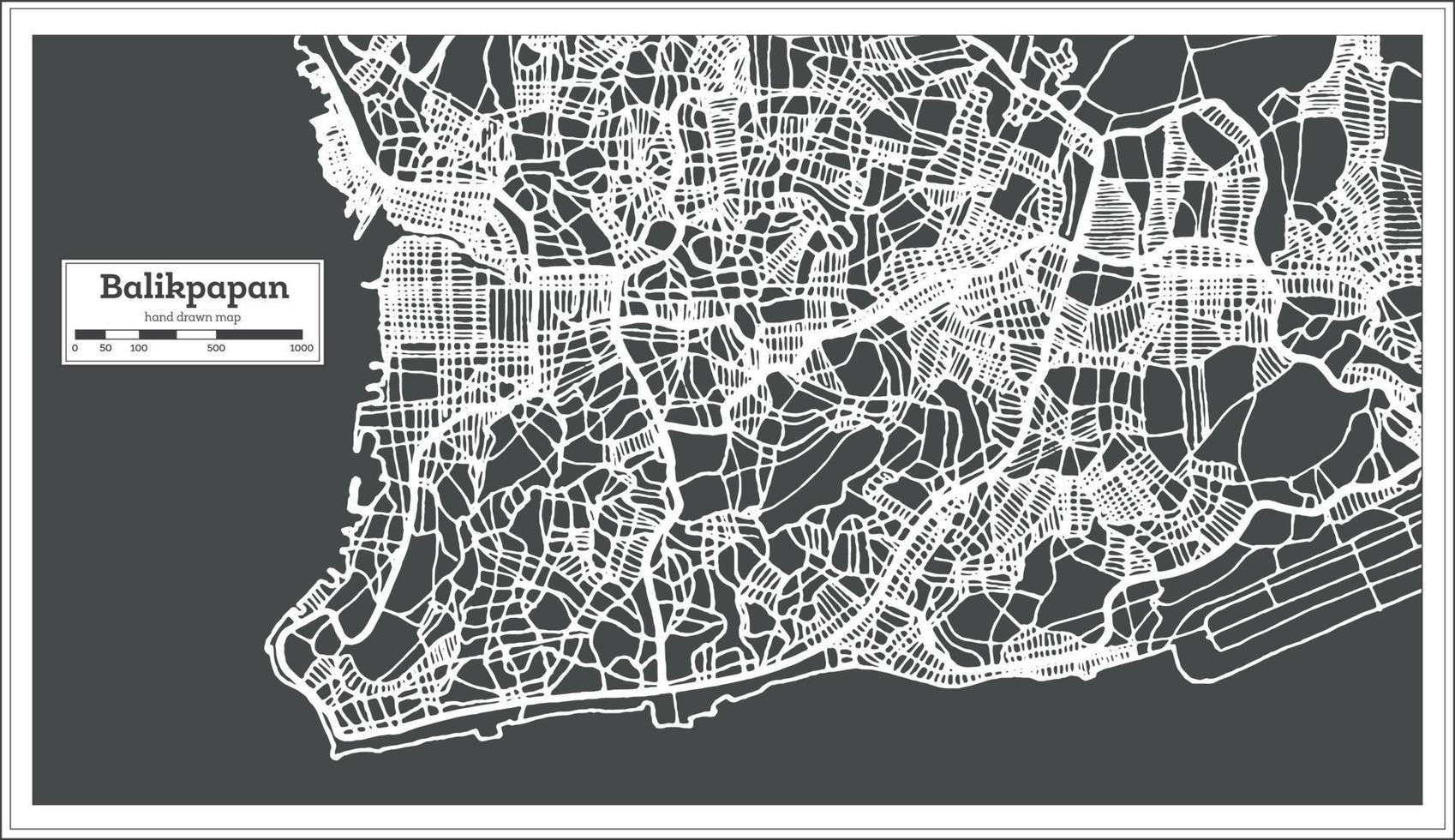 mapa da cidade de Balikpapan Indonésia em estilo retrô. mapa de contorno. vetor