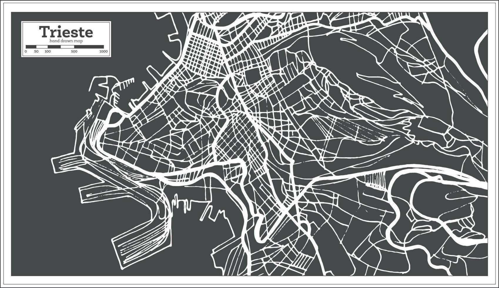 mapa da cidade de Tryeste Itália em estilo retrô. mapa de contorno. vetor