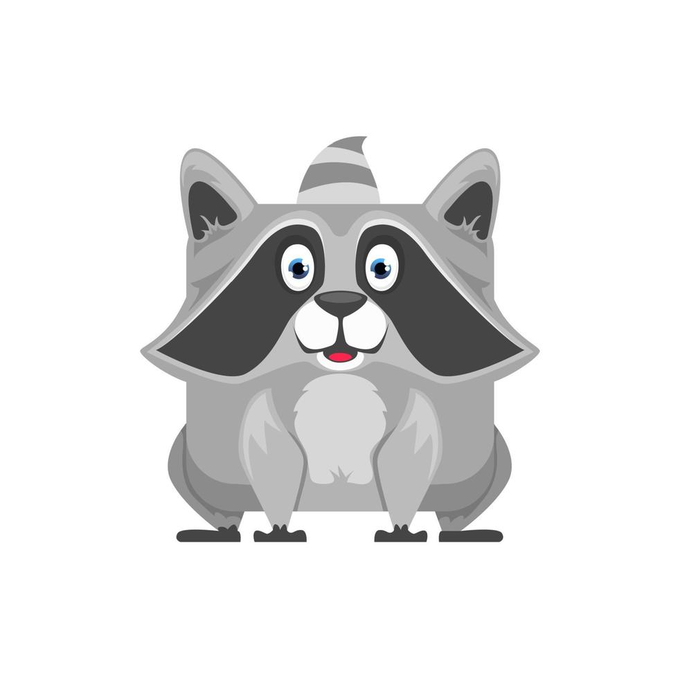 desenho de guaxinim rosto quadrado kawaii, emoji animal vetor