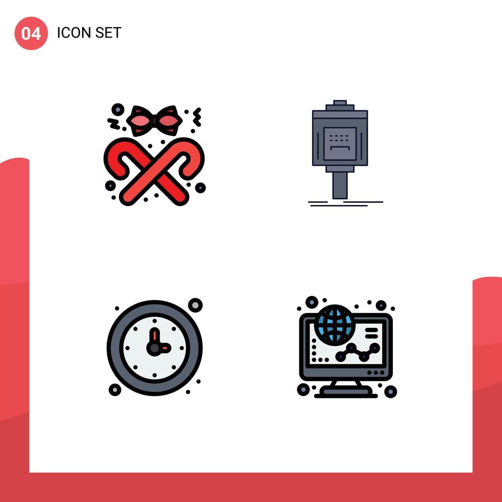 4 ícones criativos sinais modernos e símbolos de elementos de design de vetores editáveis da escola de estacionamento de natal do vale da fita