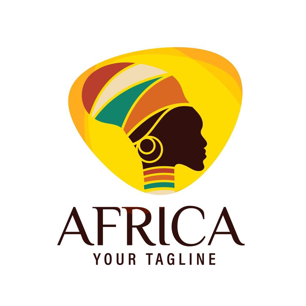 design de vetor de silhueta de mulher africana bonita e exótica, chapéu, com ilustração de mulher africana de posição de frente, pode ser usado para logotipo cosmético