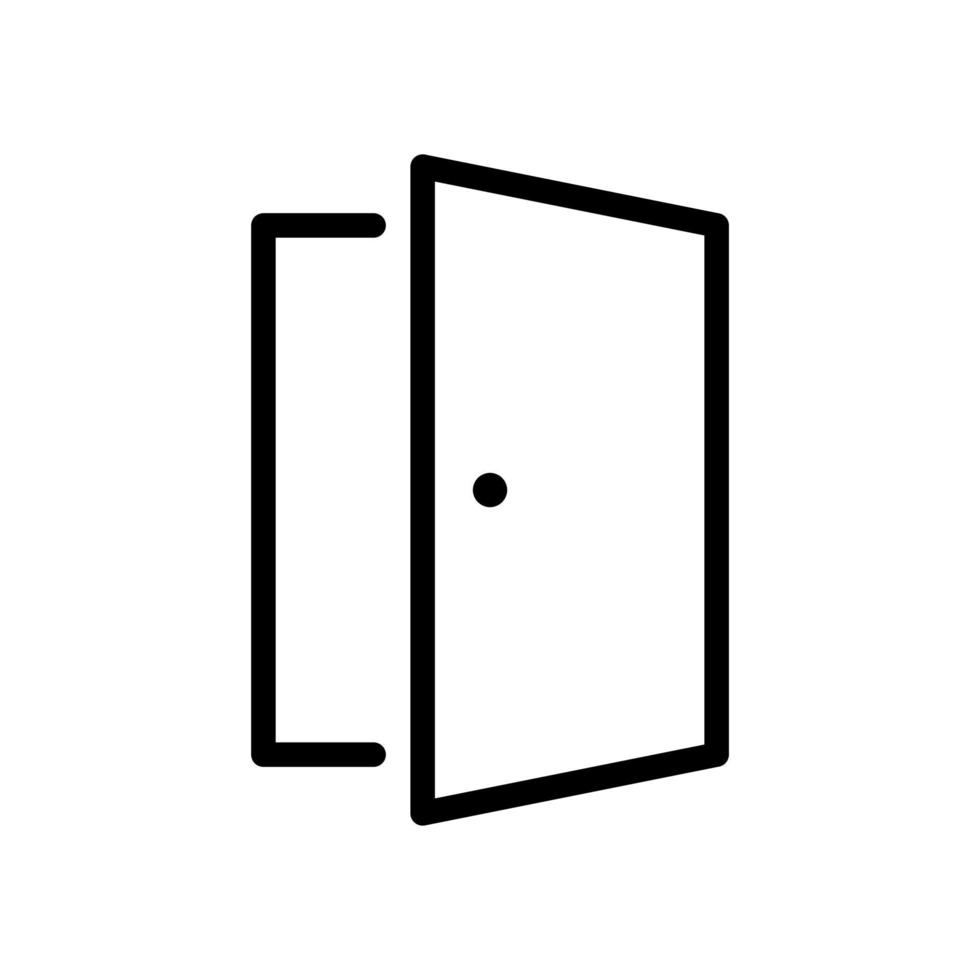 ícone de porta aberta em design de estilo de linha isolado no fundo branco. curso editável. vetor