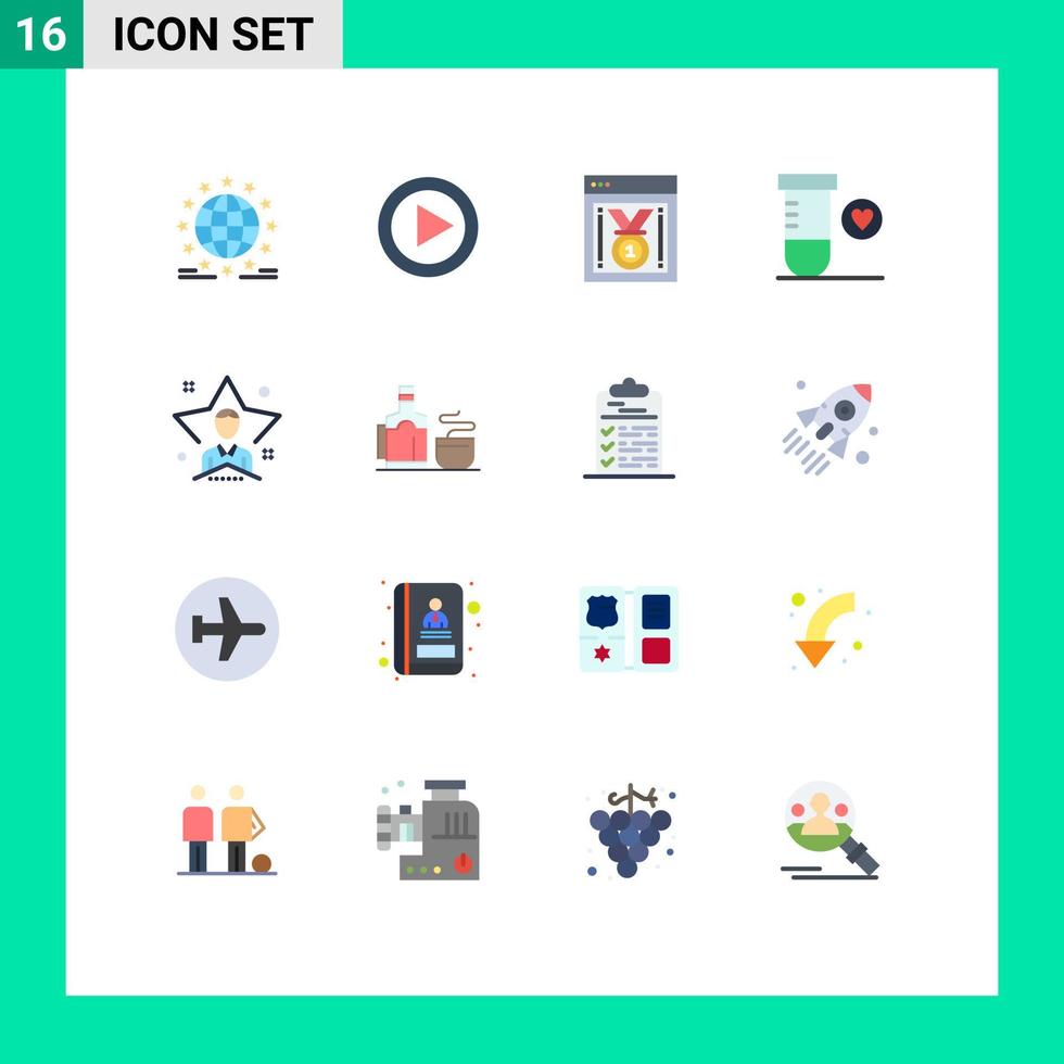 grupo de símbolos de ícone universal de 16 cores planas modernas de usuário brilhante melhor espaço do site coração pacote editável de elementos de design de vetores criativos