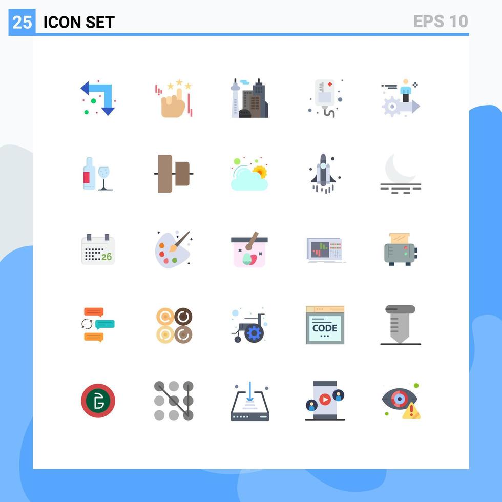 Conceito de 25 cores planas para sites móveis e aplicativos, configuração de seta, construção de elementos de design de vetores editáveis de infusão médica
