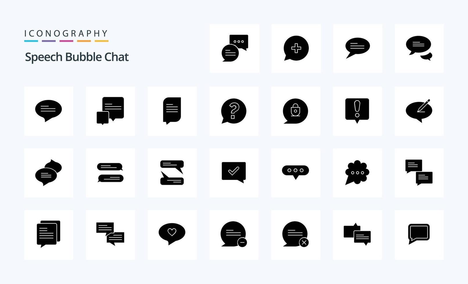 25 pacotes de ícones de glifos sólidos de bate-papo vetor