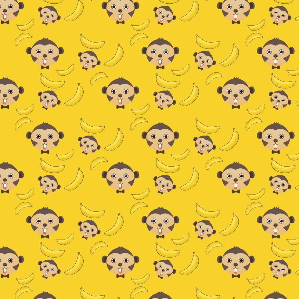 padrão perfeito de macaco e banana vetor