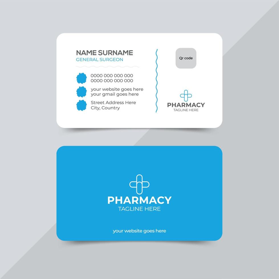 modelo de design de cartão de visita de clínica médica vetor