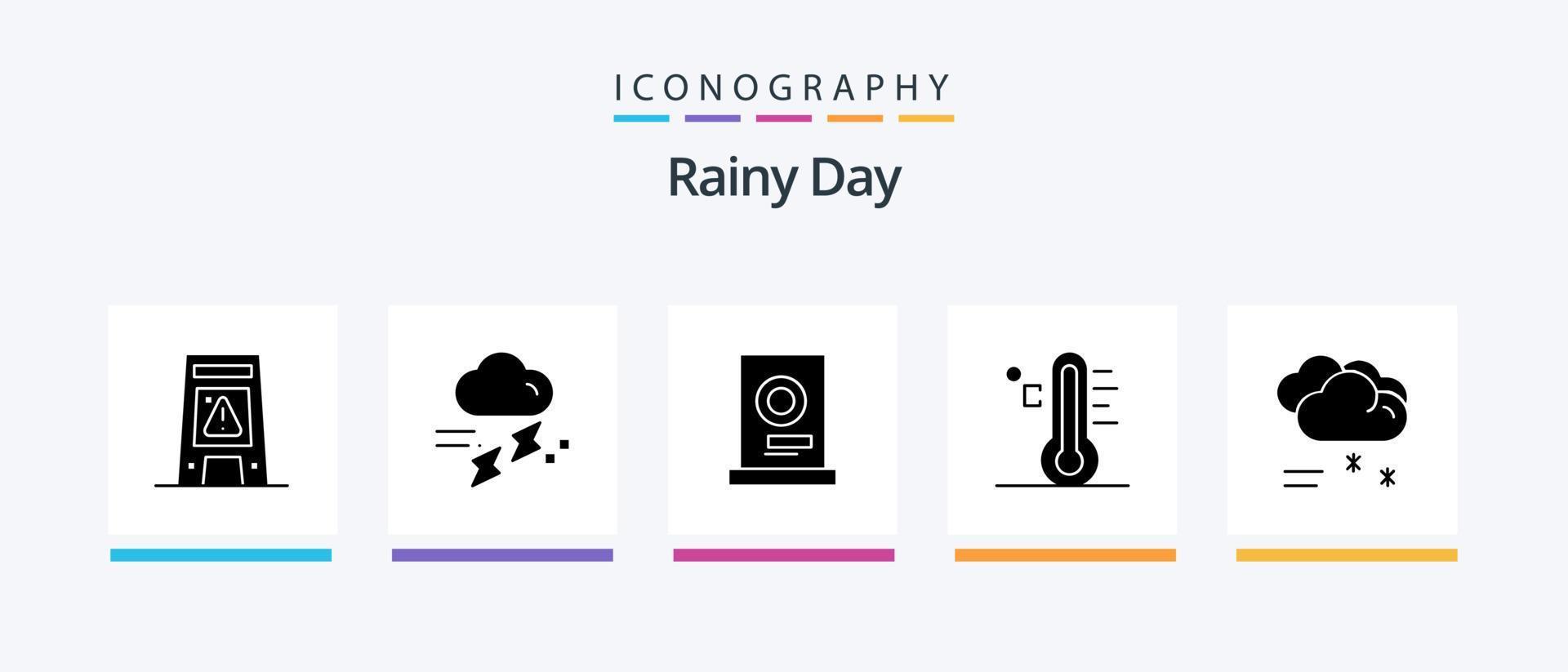 pacote de ícones do glifo chuvoso 5, incluindo sol. claro. chuvoso. nuvem. mobiliário. design de ícones criativos vetor