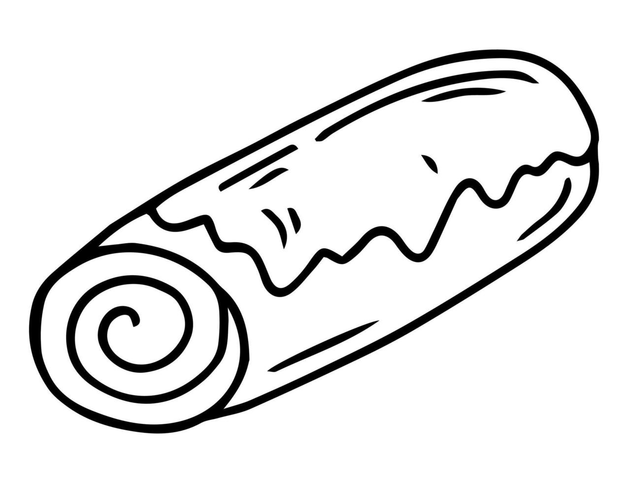 bolo de semente de papoula desenhado à mão ou strudel isolado no branco. pão ou rolo recheado com sementes de papoula ou canela. esboço de pastelaria gravada. ilustração em vetor de sobremesa tradicional polonesa. bolo de Natal