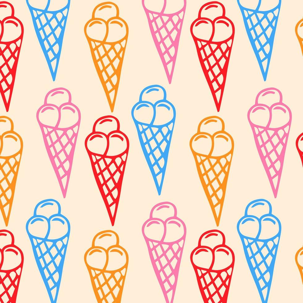 padrão colorido sem costura de sorvete vetor