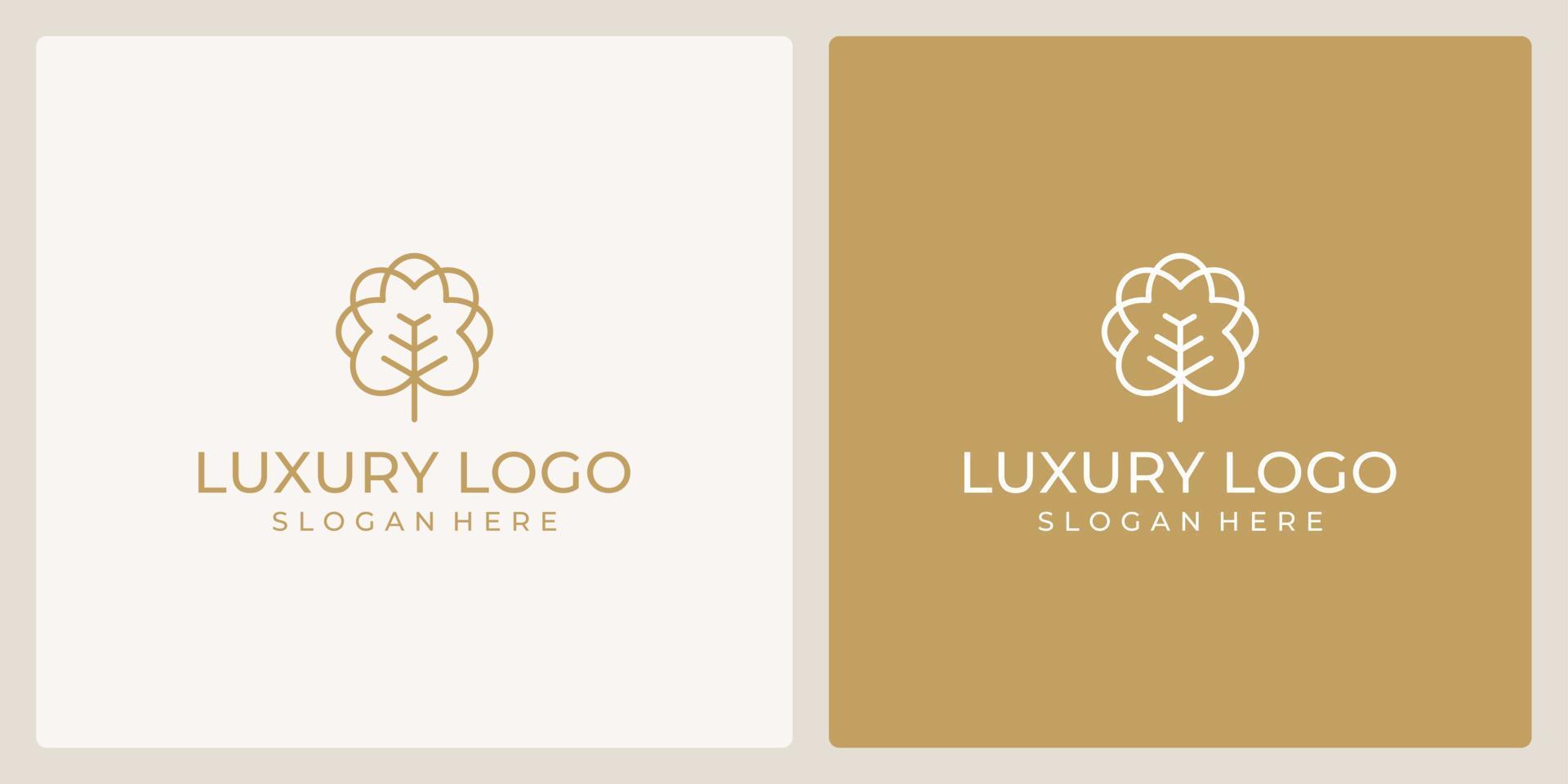 logotipo de beleza de flor de luxo com modelo de linha abstrata. vetor