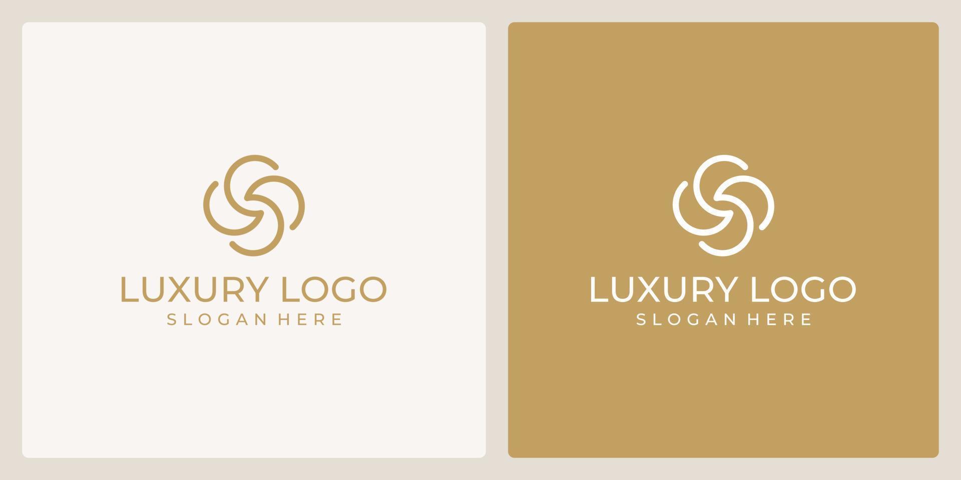 logotipo de beleza de flor de luxo com modelo de linha abstrata. vetor