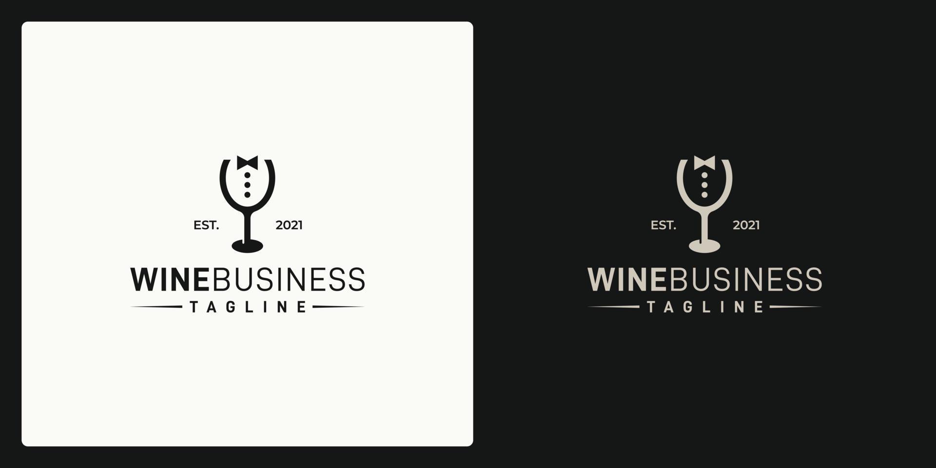 combinação da forma do copo de vinho e a forma do empresário. logotipo em estilo retrô, vintage e clássico. vetor