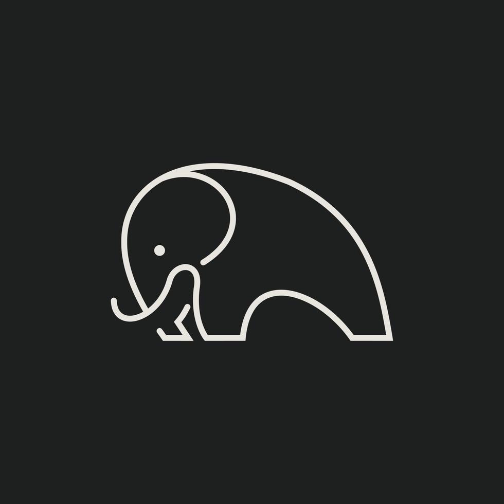 arte de linha branca e preta de vetor de logotipo mamute