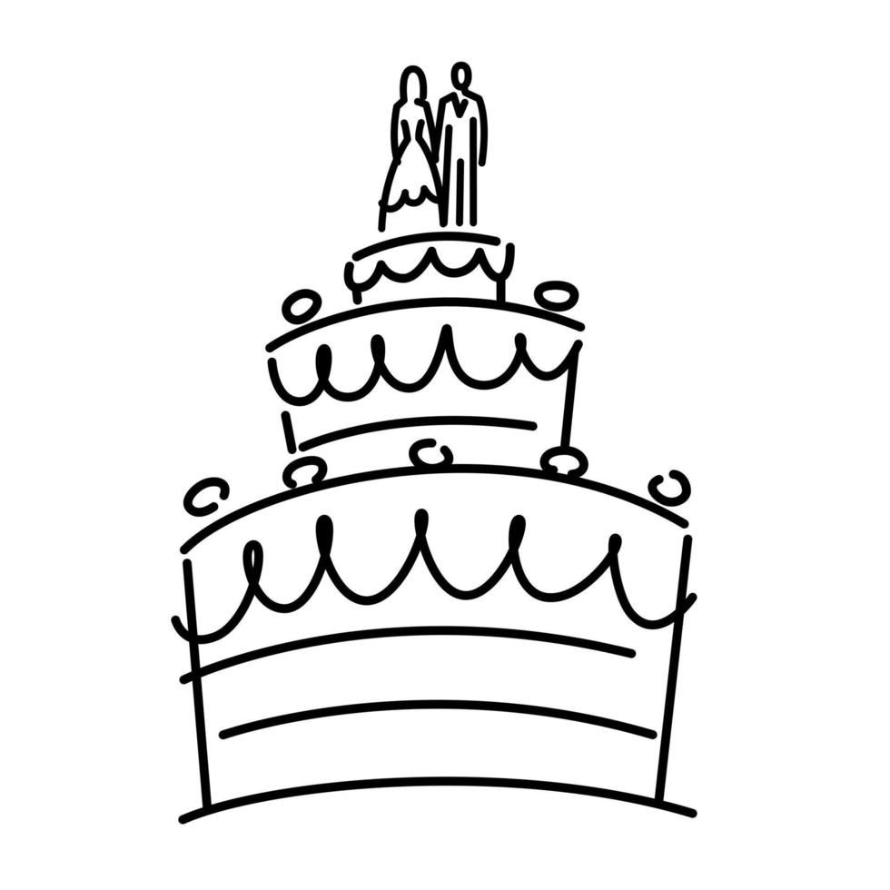 desenho de bolo de casamento vetor
