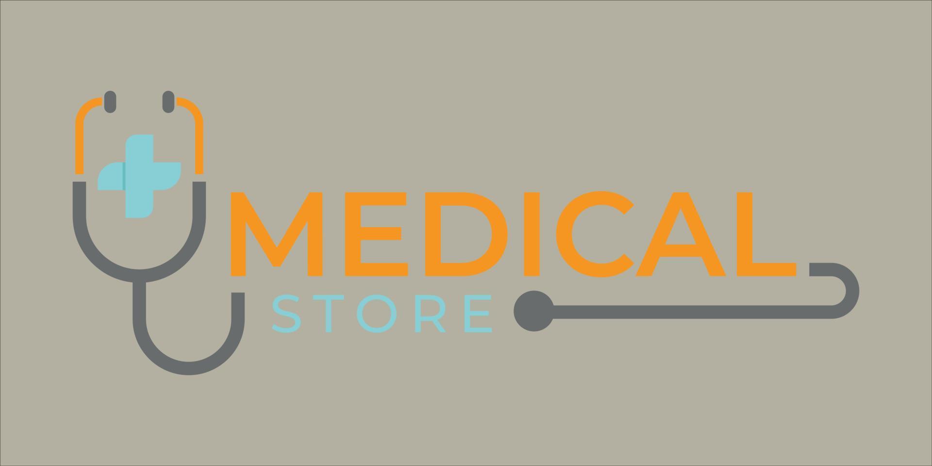 ilustração de modelo de logotipo de loja médica. ilustração de ícone vetorial de logotipo de loja médica vetor