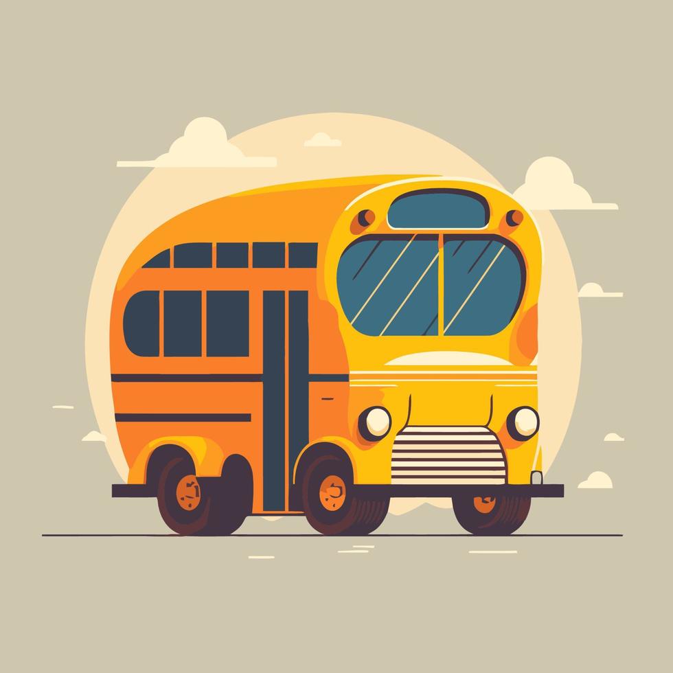 ilustração de logotipo de ícone de vetor de cor plana de ônibus escolar amarelo