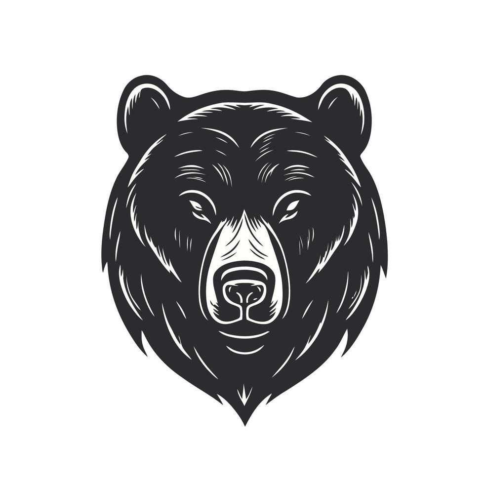 logotipo do urso pardo branco preto ou logotipo da silhueta do rosto da cabeça do urso polar vetor