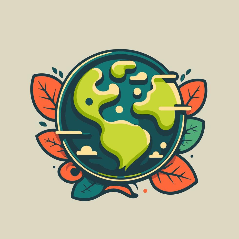 salve o planeta terra mundo globo ambiente verde e ilustração vetorial do conceito do dia da terra vetor