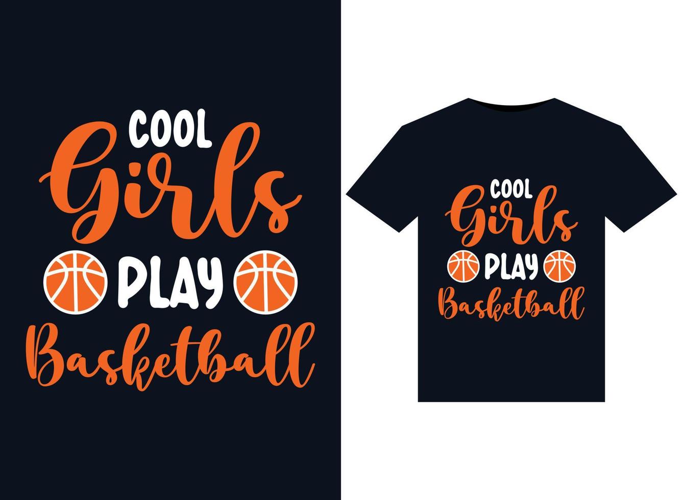 garotas legais jogam ilustrações de basquete para design de camisetas prontas para impressão vetor