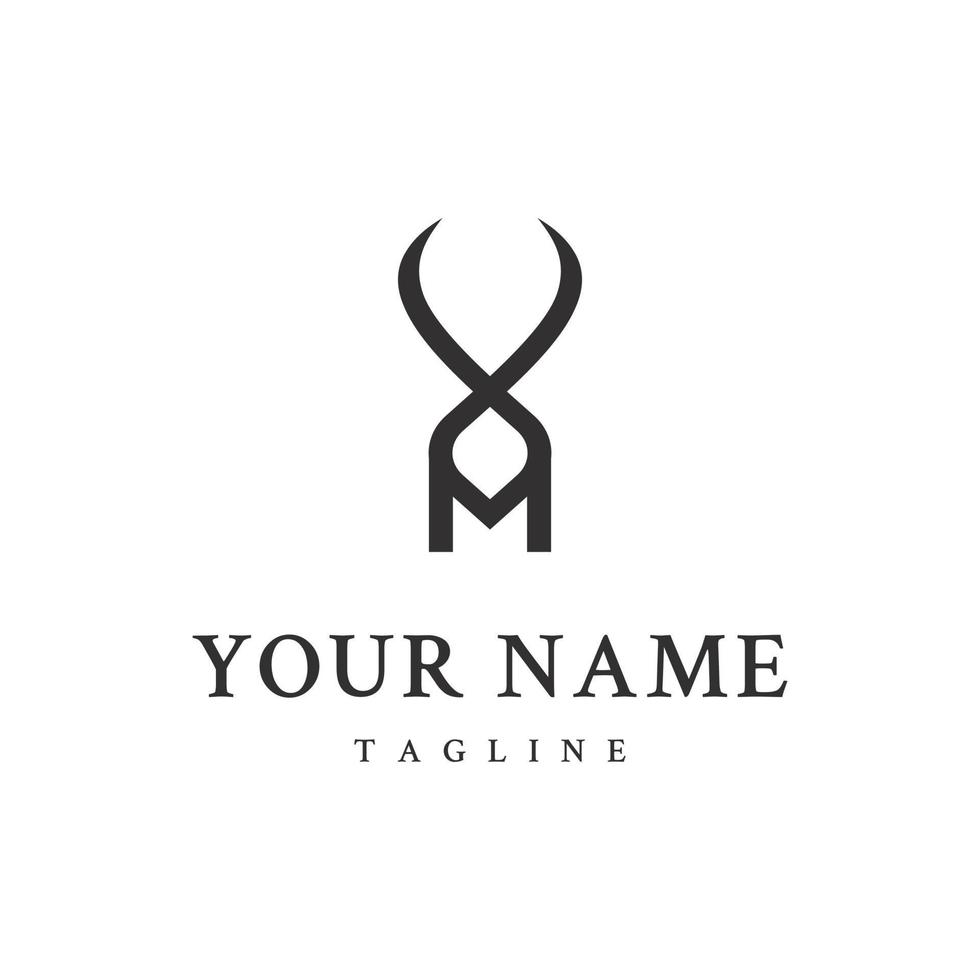 letra m antler elegante logotipo simples vetor