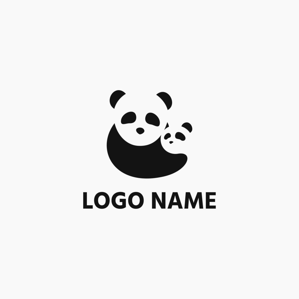 pais de panda abraçando o logotipo do bebê vetor