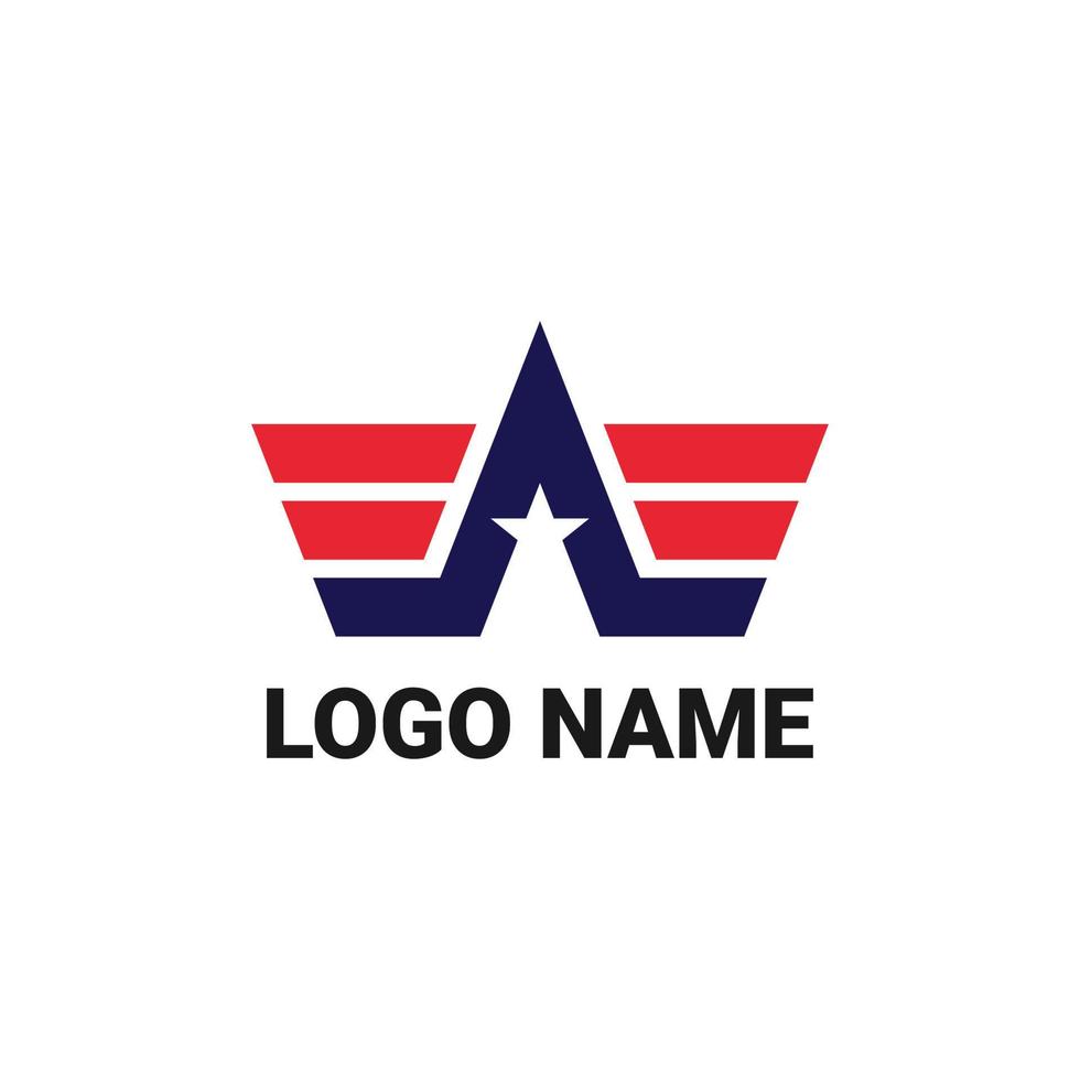 letra alada um logotipo americano vetor