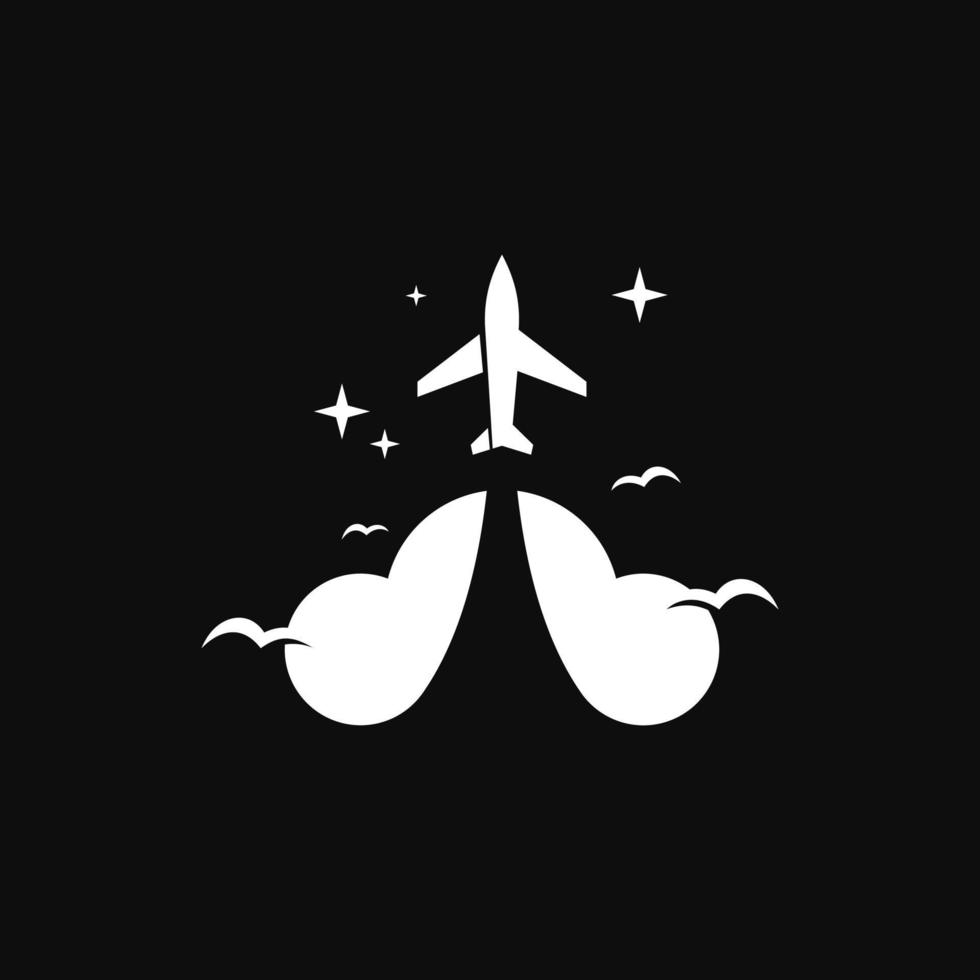 logotipo da estrela da nuvem do avião noturno vetor