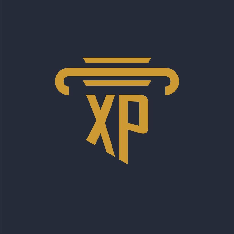 monograma de logotipo inicial xp com imagem vetorial de design de ícone de pilar vetor