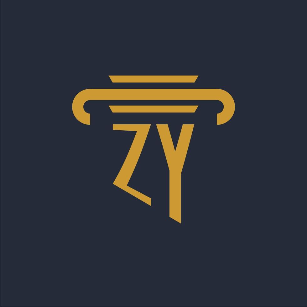 monograma de logotipo inicial zy com imagem vetorial de design de ícone de pilar vetor