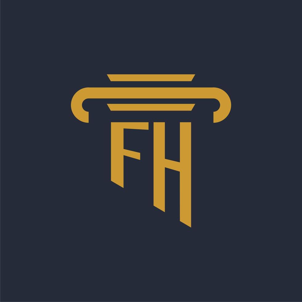 monograma de logotipo inicial fh com imagem vetorial de design de ícone de pilar vetor