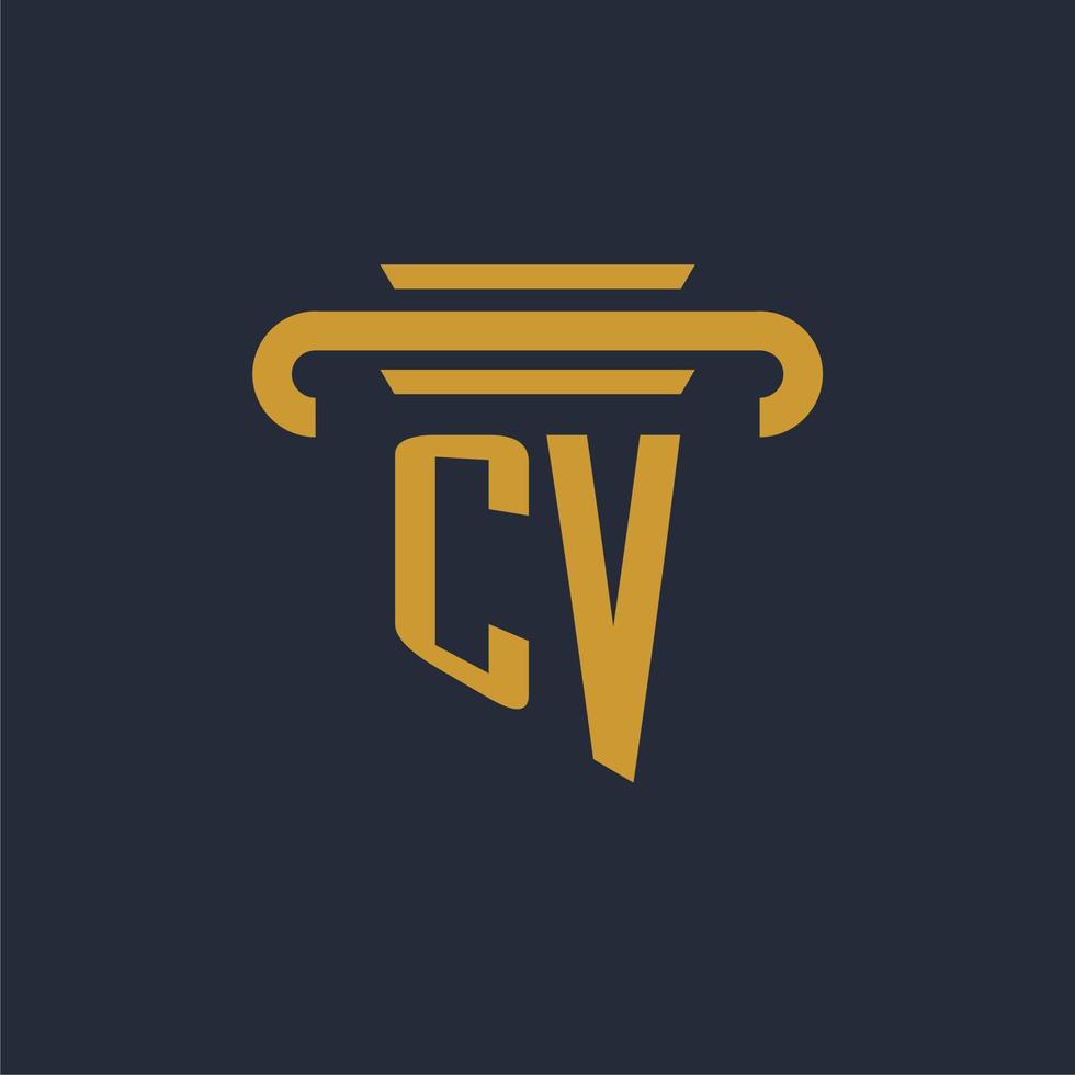 monograma de logotipo inicial cv com imagem vetorial de design de ícone de pilar vetor
