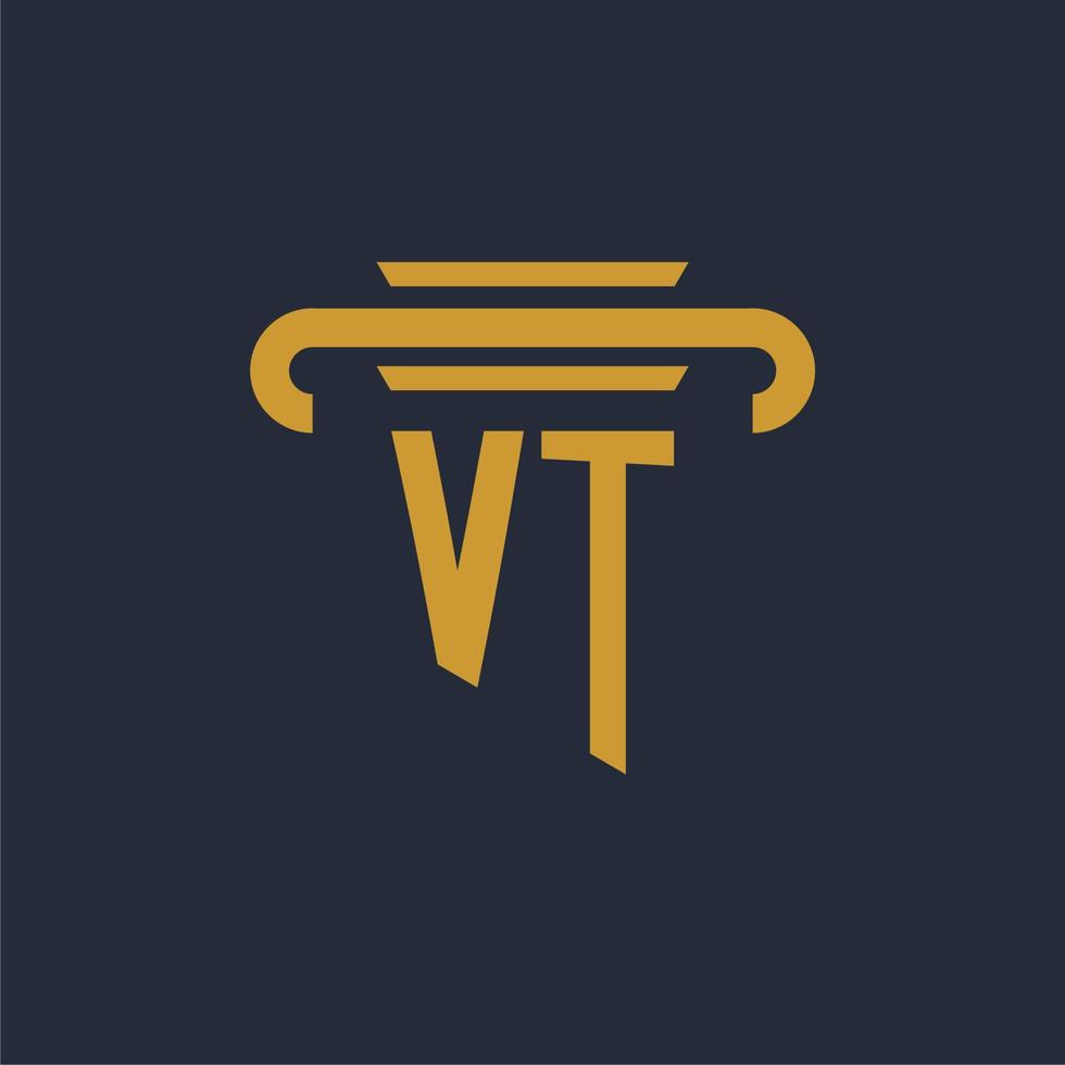 monograma de logotipo inicial vt com imagem vetorial de design de ícone de pilar vetor