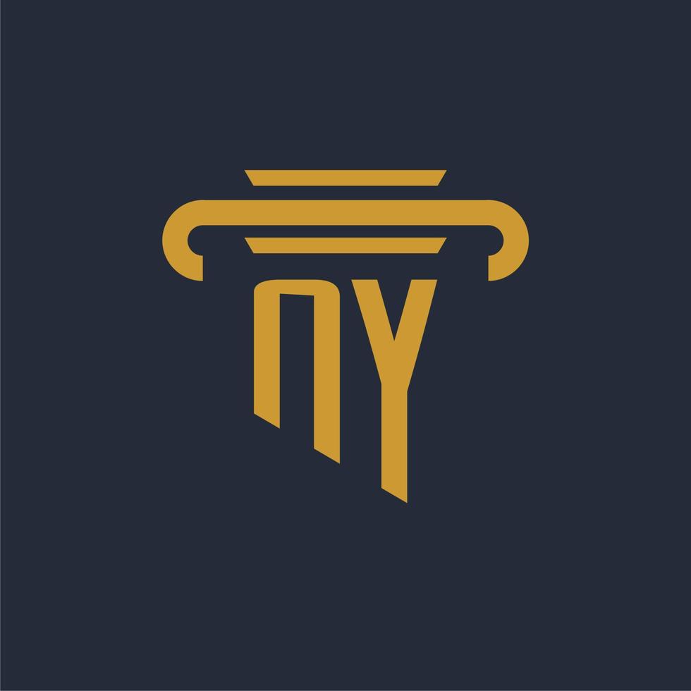 monograma de logotipo inicial de ny com imagem vetorial de design de ícone de pilar vetor