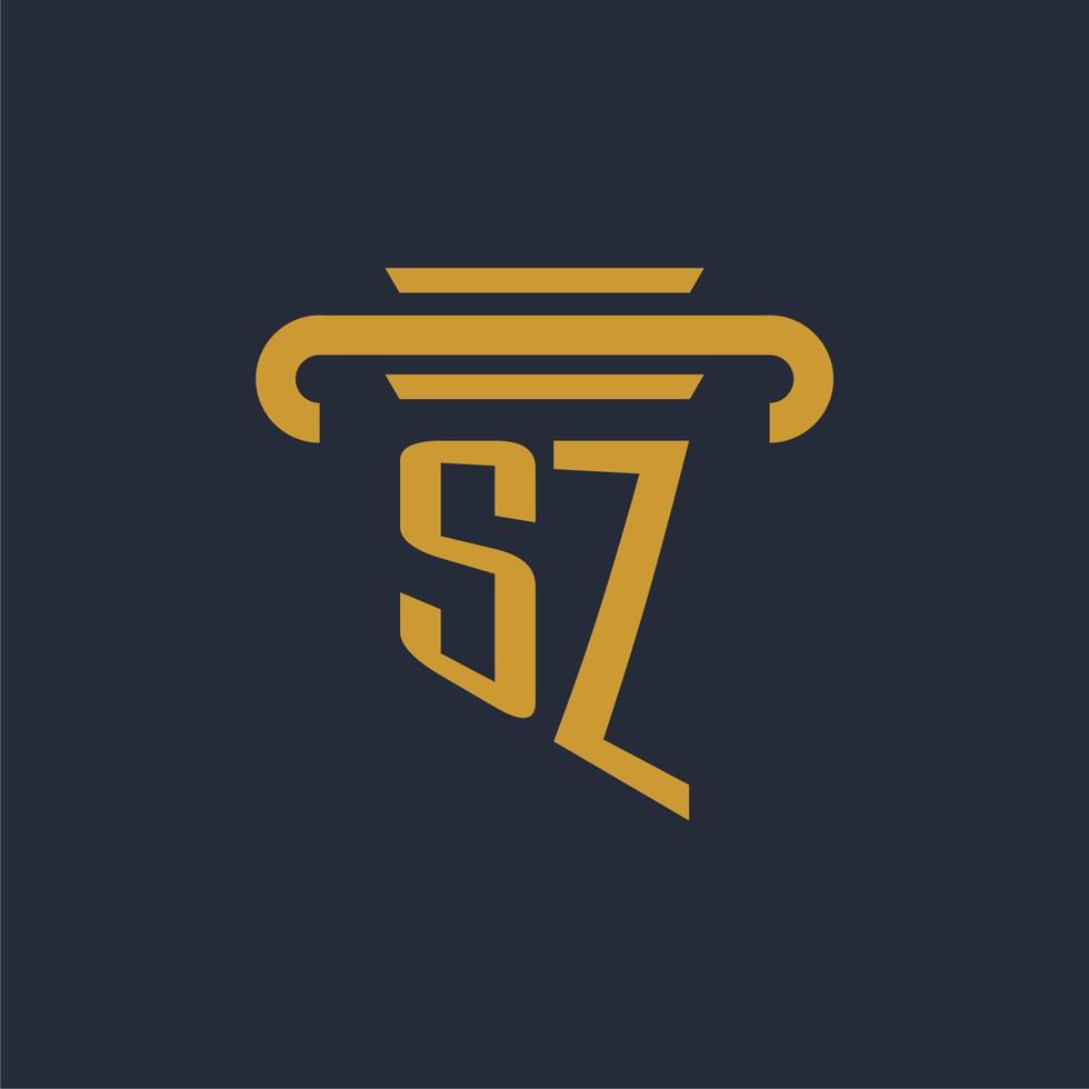 monograma de logotipo inicial sz com imagem vetorial de design de ícone de pilar vetor
