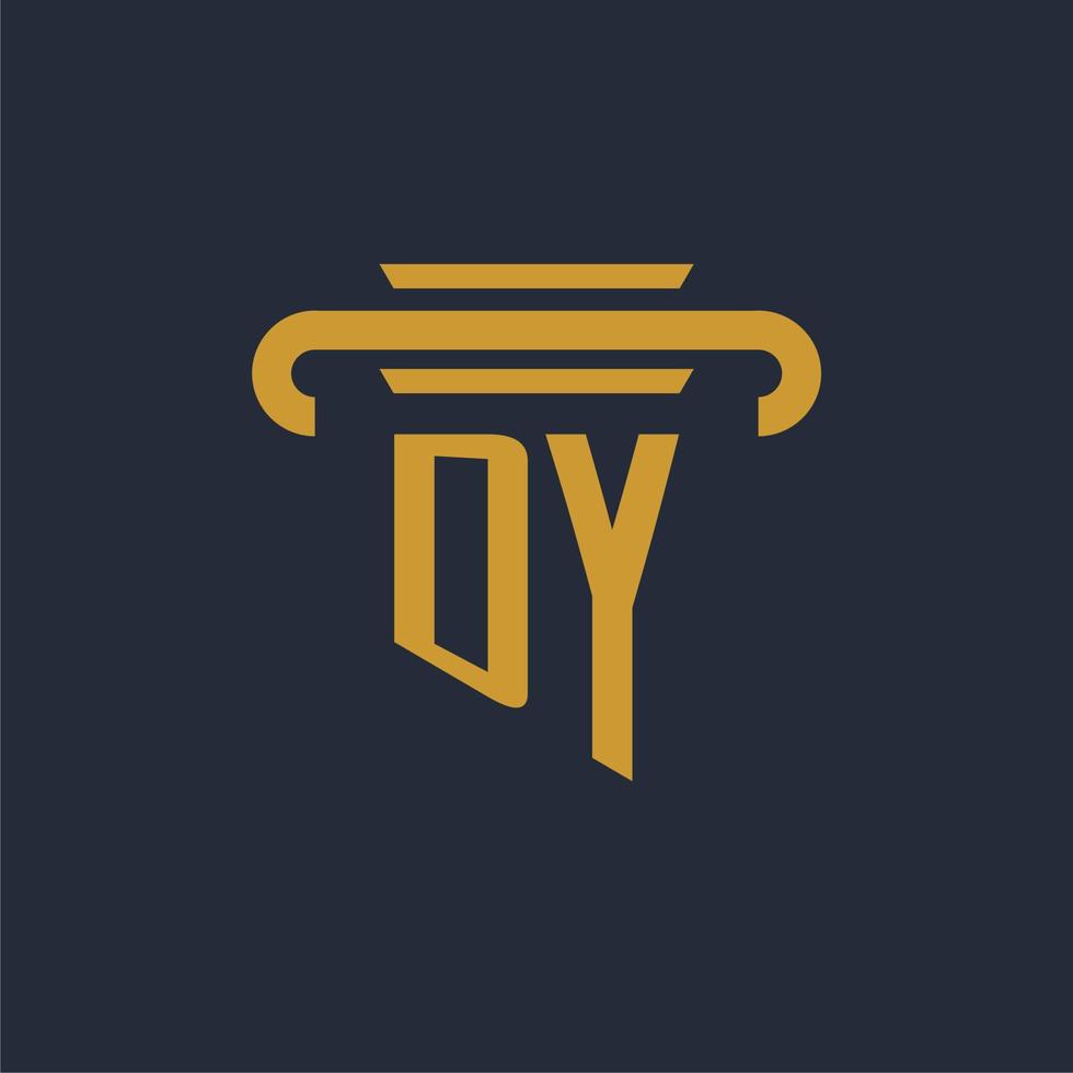 monograma de logotipo inicial dy com imagem vetorial de design de ícone de pilar vetor