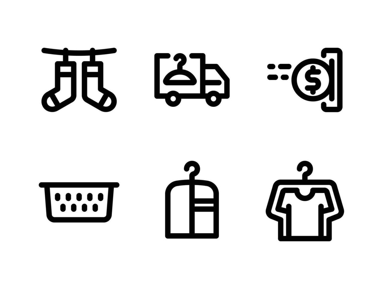 conjunto simples de ícones de linha de vetores de lavanderia