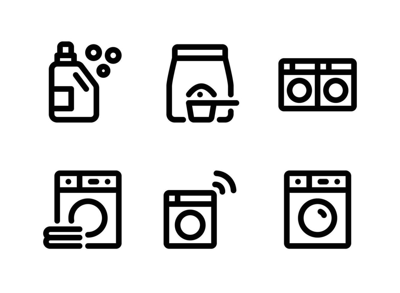 conjunto simples de ícones de linha de vetores de lavanderia