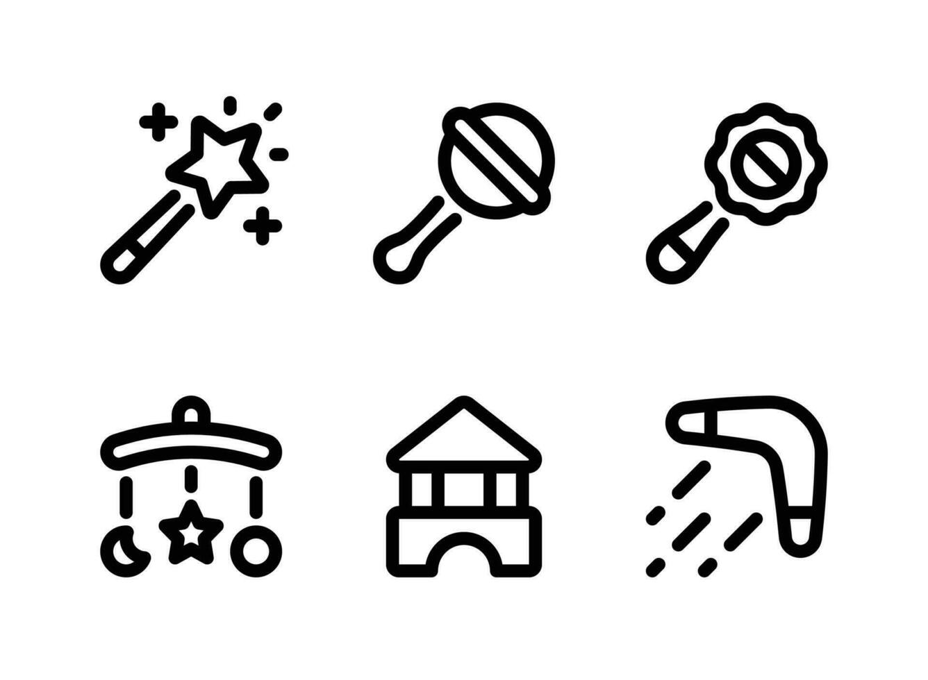 conjunto simples de ícones de linha vetorial de brinquedos infantis vetor