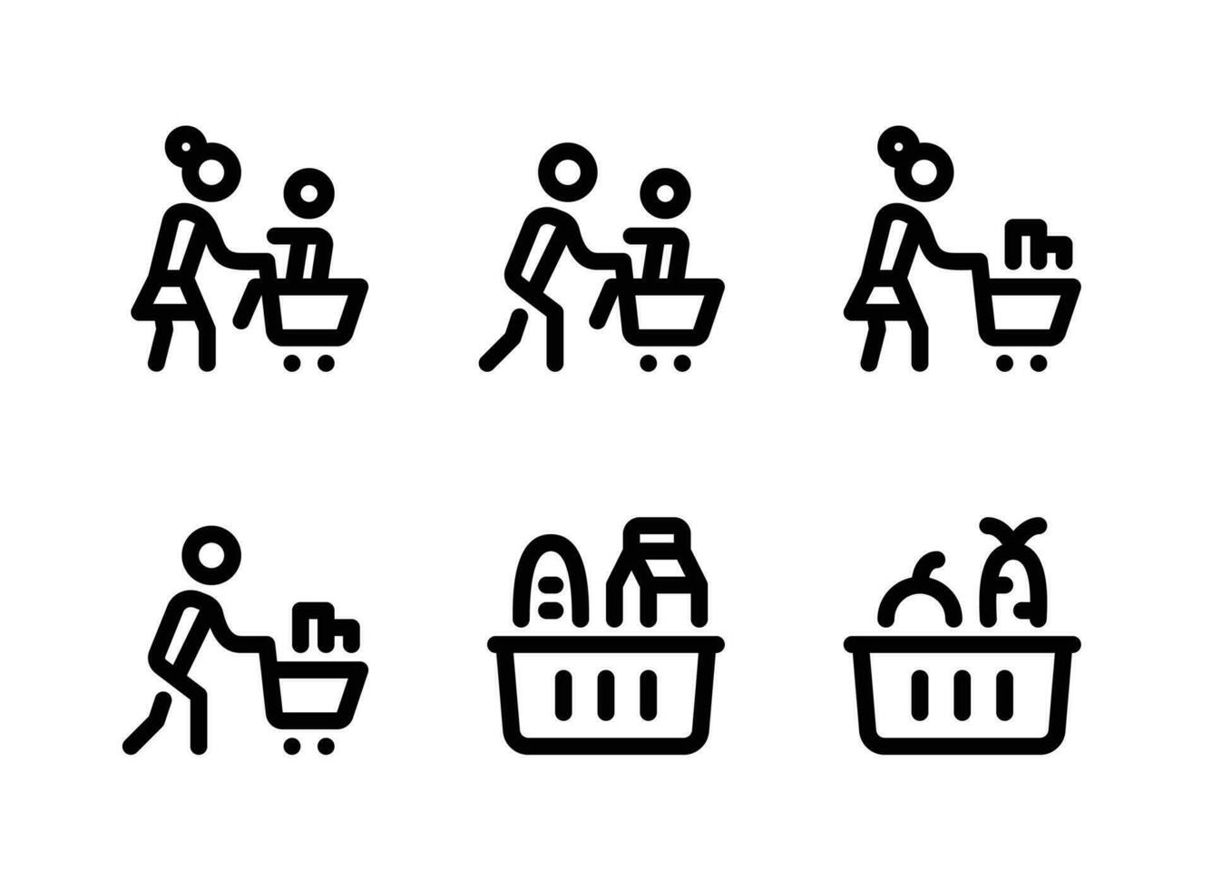 conjunto simples de ícones de linha vetorial de supermercado vetor