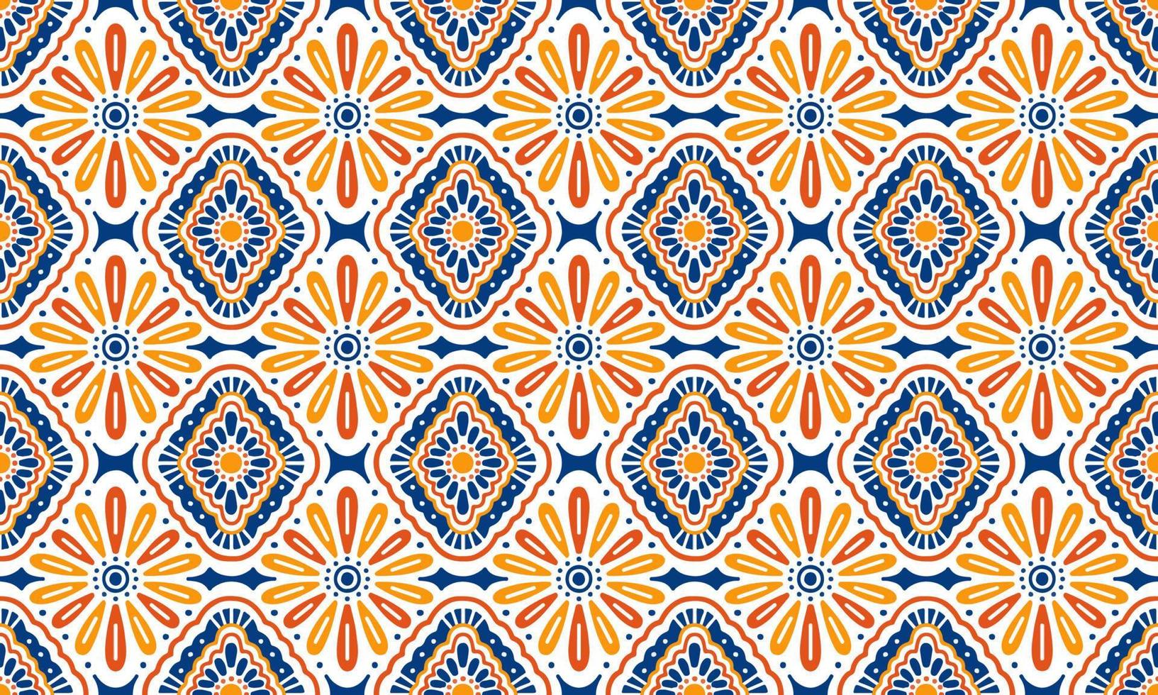 fundo étnico abstrato fofo flor azul amarela geométrica tribal ikat motivo popular árabe oriental padrão nativo design tradicional papel de parede do tapete roupas tecido embrulho impressão vetor batik folk