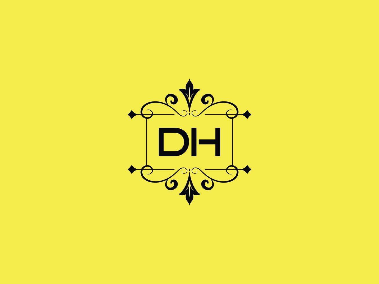ícone colorido do logotipo dh, estoque minimalista do logotipo da carta de luxo dh vetor